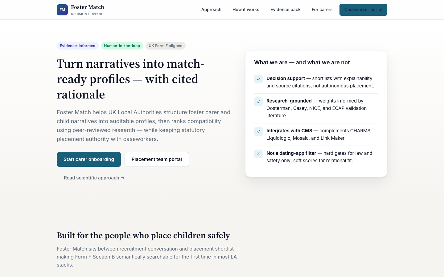 Foster Match product screenshot